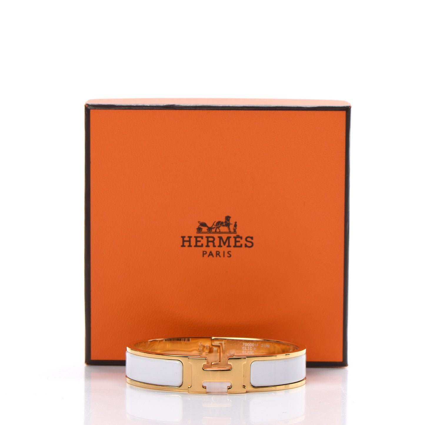 Enamel Narrow Clic Clac H Bracelet PM White