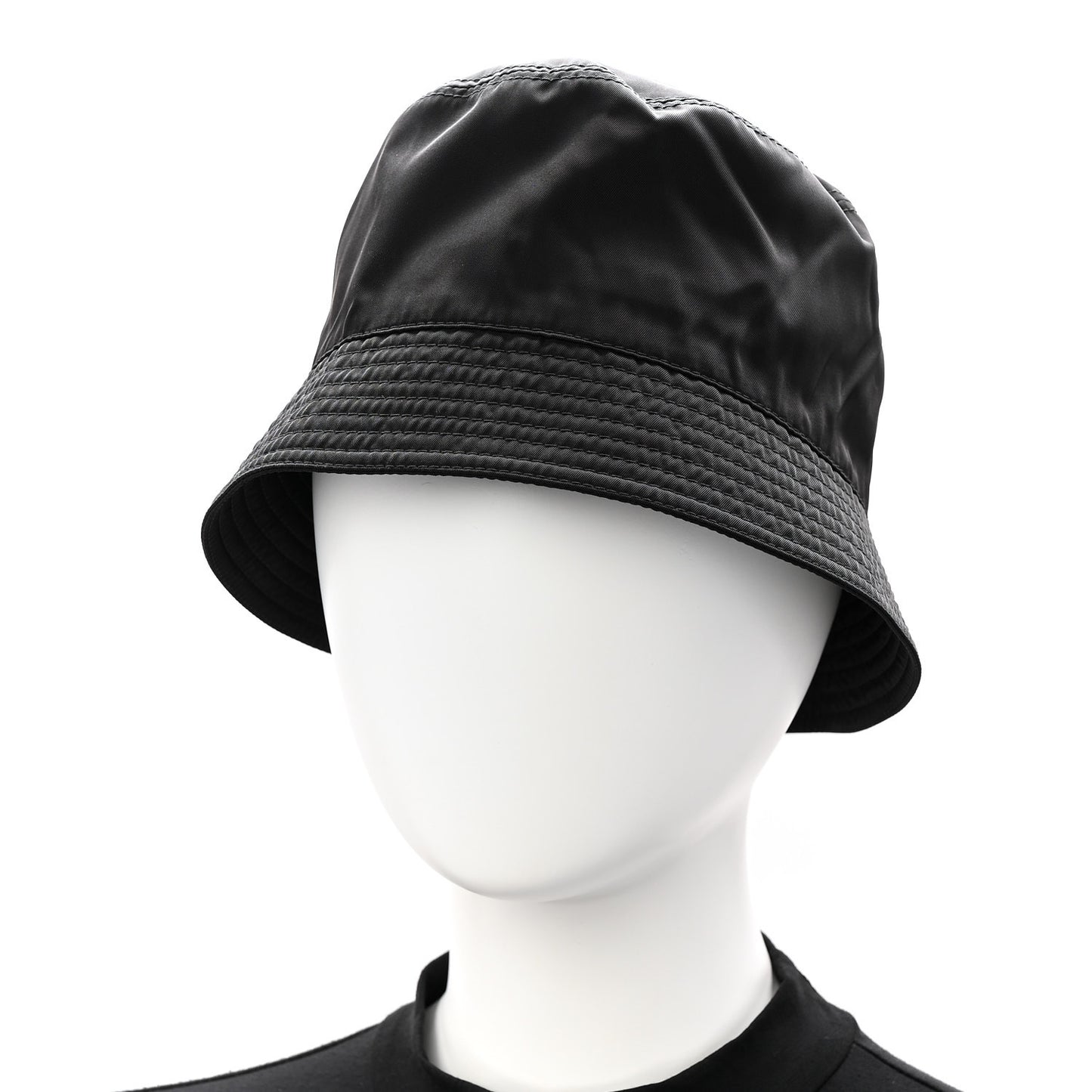 Re-Nylon Metal Triangle Logo Womens Bucket Hat M Black