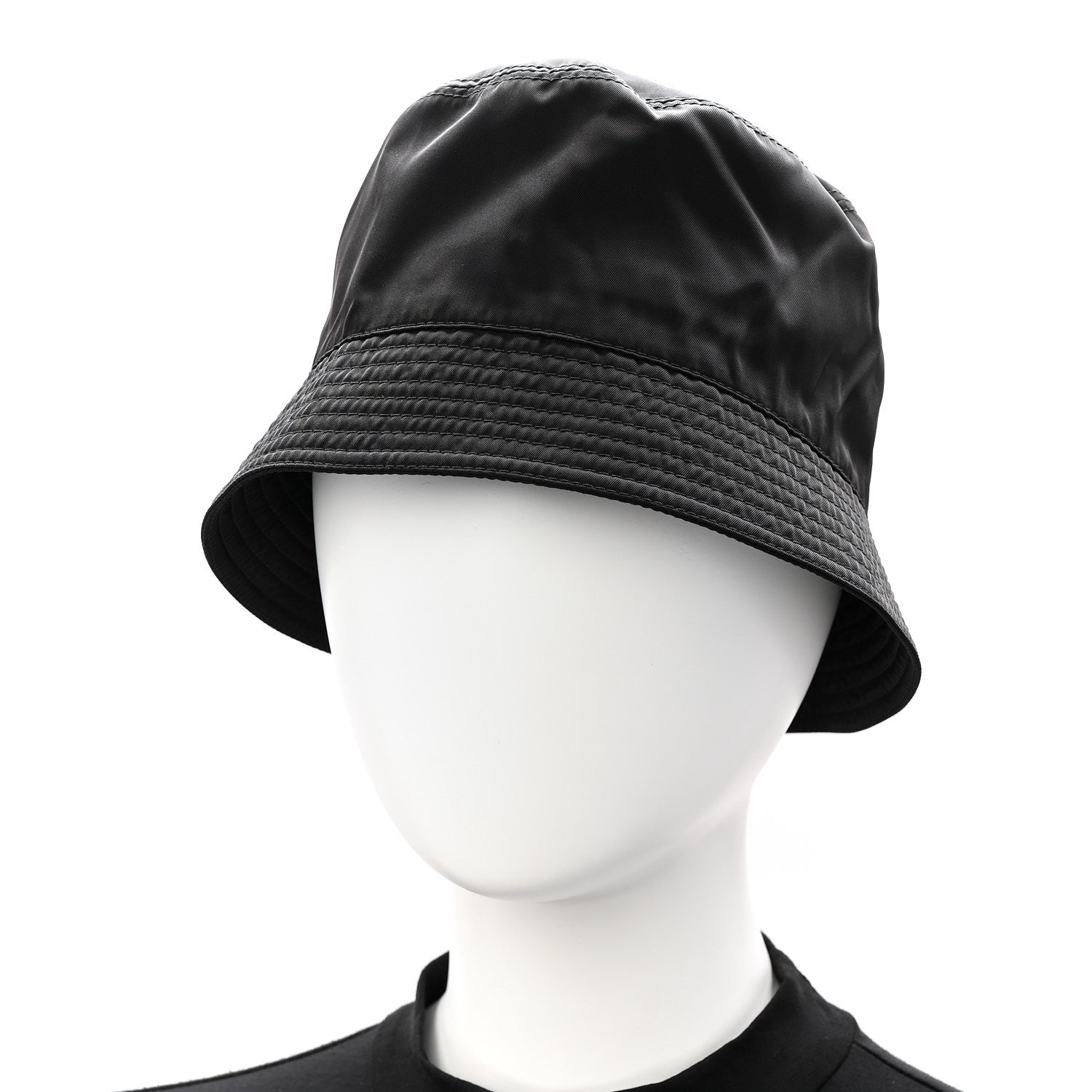 Prada Re-Nylon Metal Triangle Logo Womens Bucket Hat M Black 2 of 8