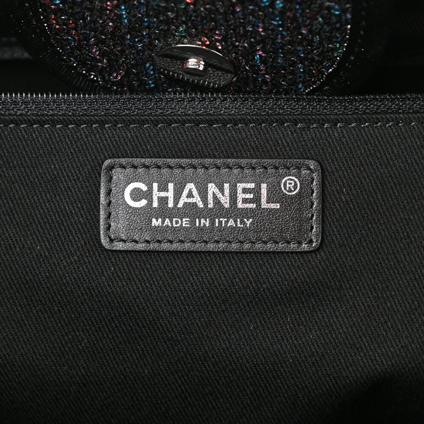 Viscose Sequins Medium Deauville Tote Black