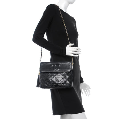Chanel Lambskin Quilted CC Tassel Flap Black 2 of 9