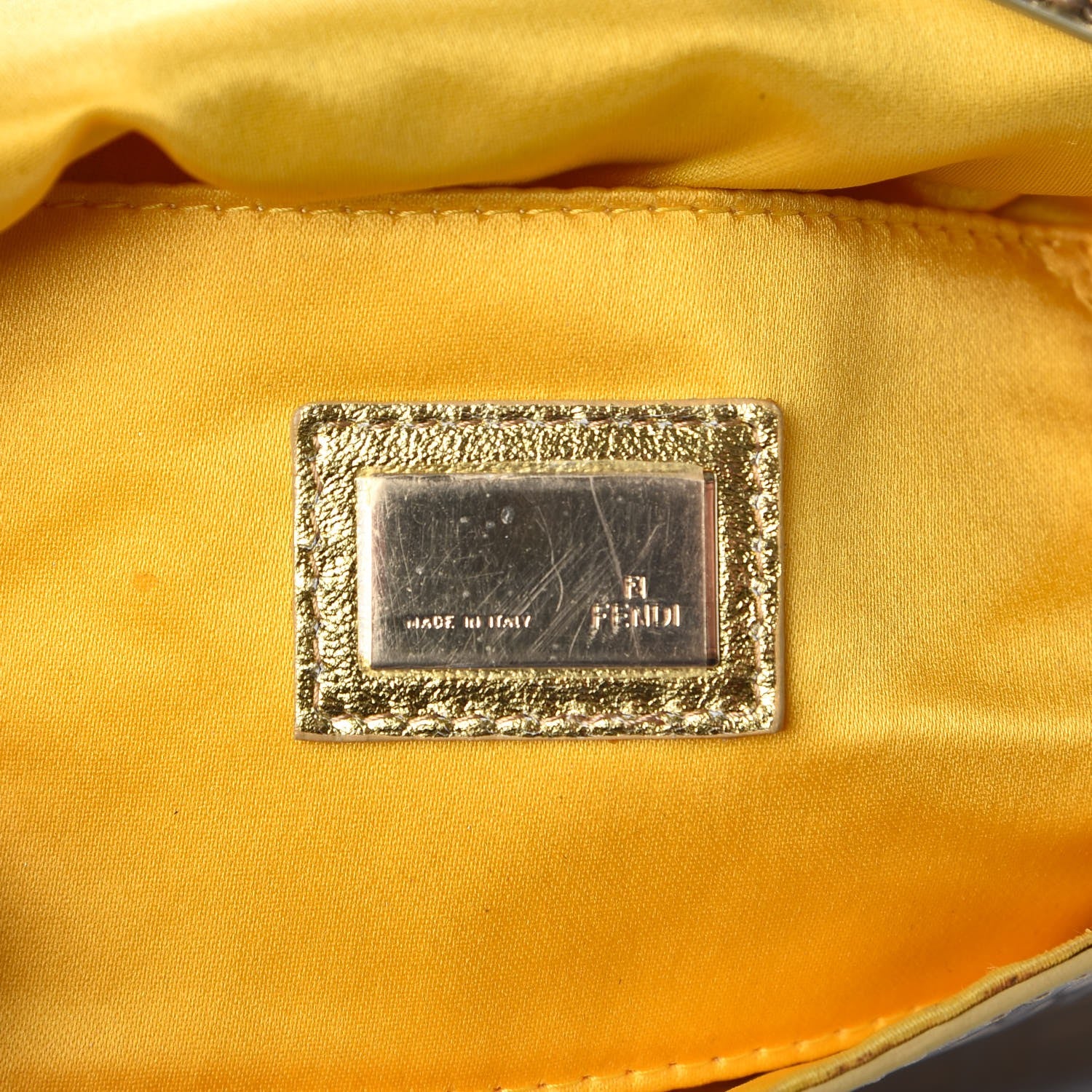 Fendi Vitello Mirror FF Embossed Mini Mama Baguette Oro Ambrato 6 of 11