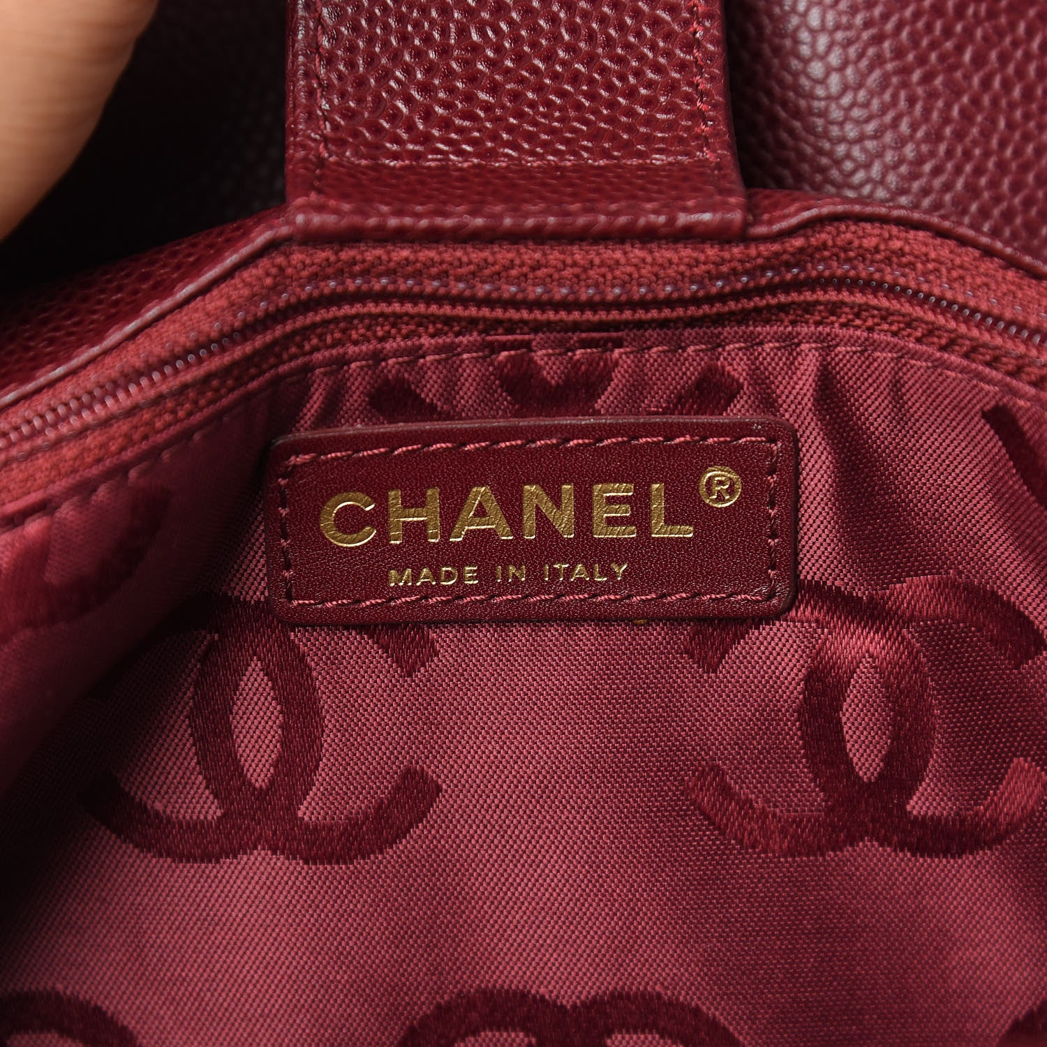 Chanel Caviar CC Stitched Medium Flap Shoulder Bag Burgundy 6 of 15