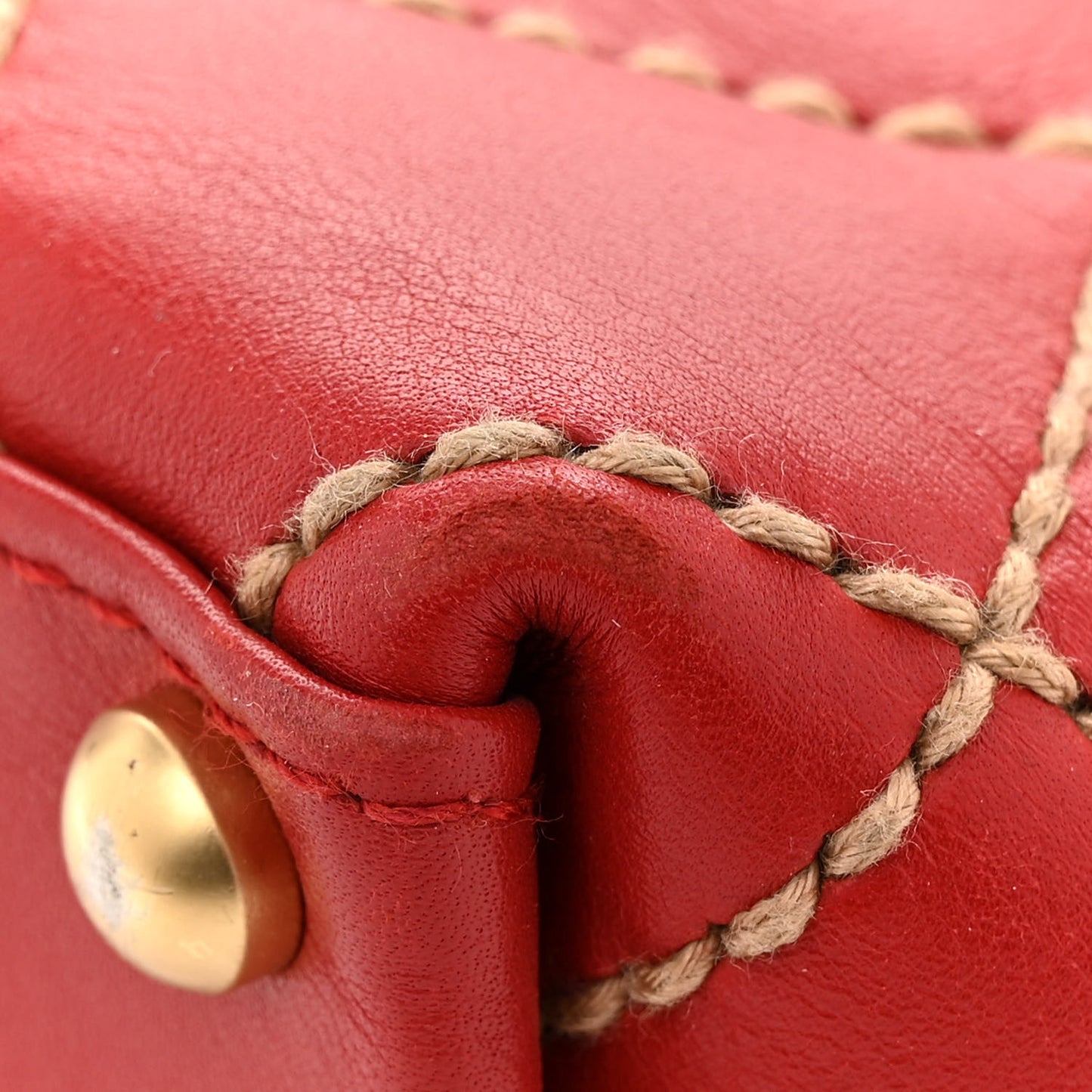 Calfskin Wild Stitch Tote Red