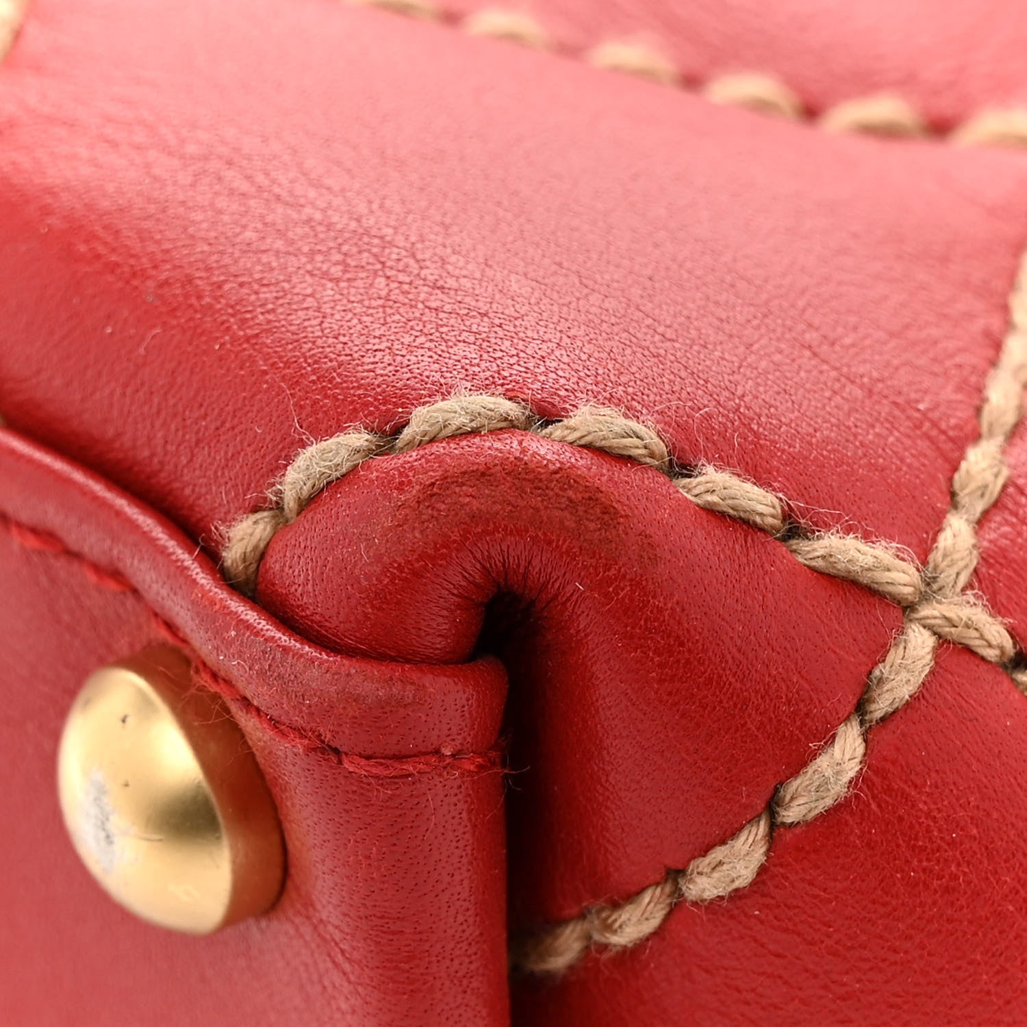 Chanel Calfskin Wild Stitch Tote Red 14 of 15