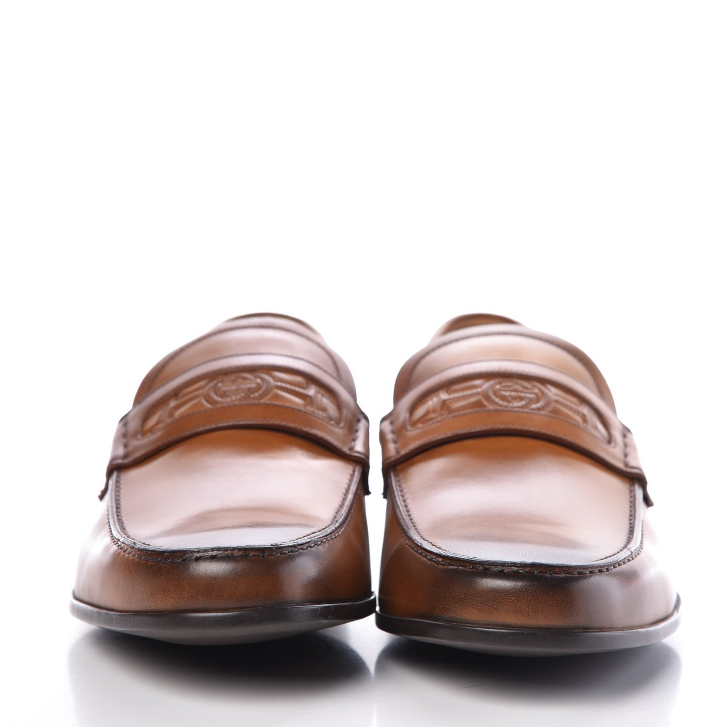 Calfskin Mens Interlocking G Loafers 8 Cuir
