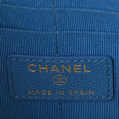 Chanel Caviar Quilted Classic Pouch With Handle Blue 6 of 8