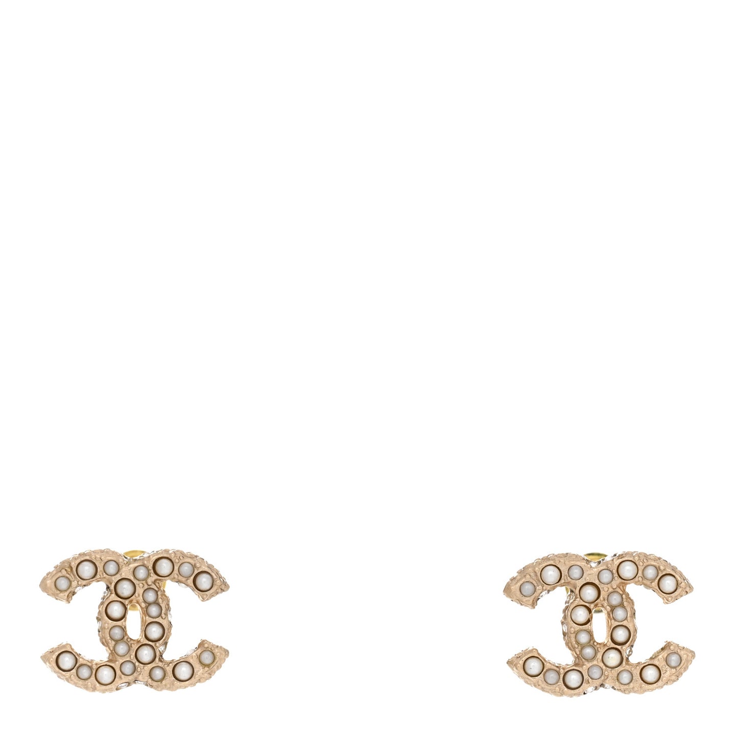 Metal Graduated Pearl Crystal CC Earrings Light Gold