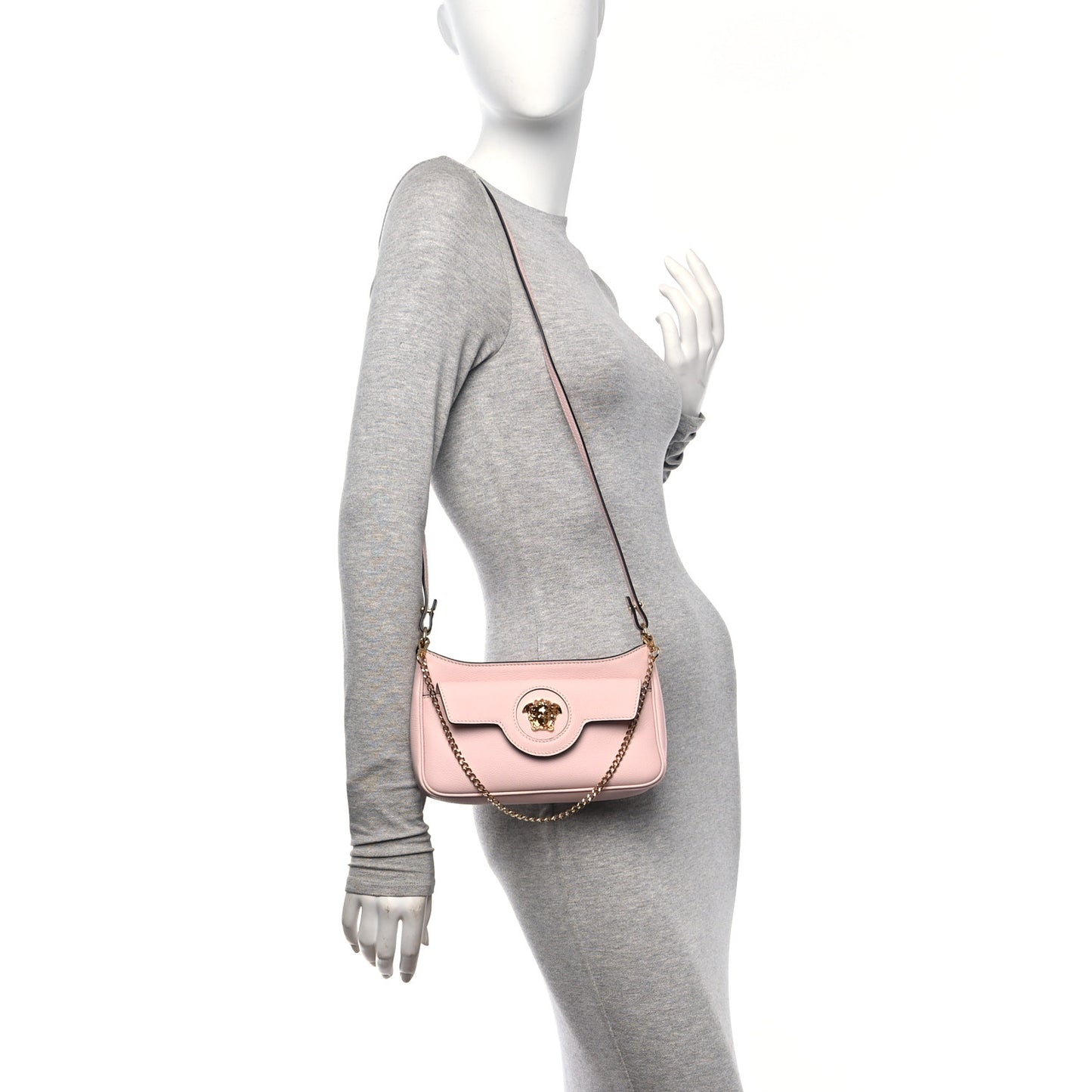 Grained Calfskin La Medusa Mini Crossbody Bag Dusty Rose