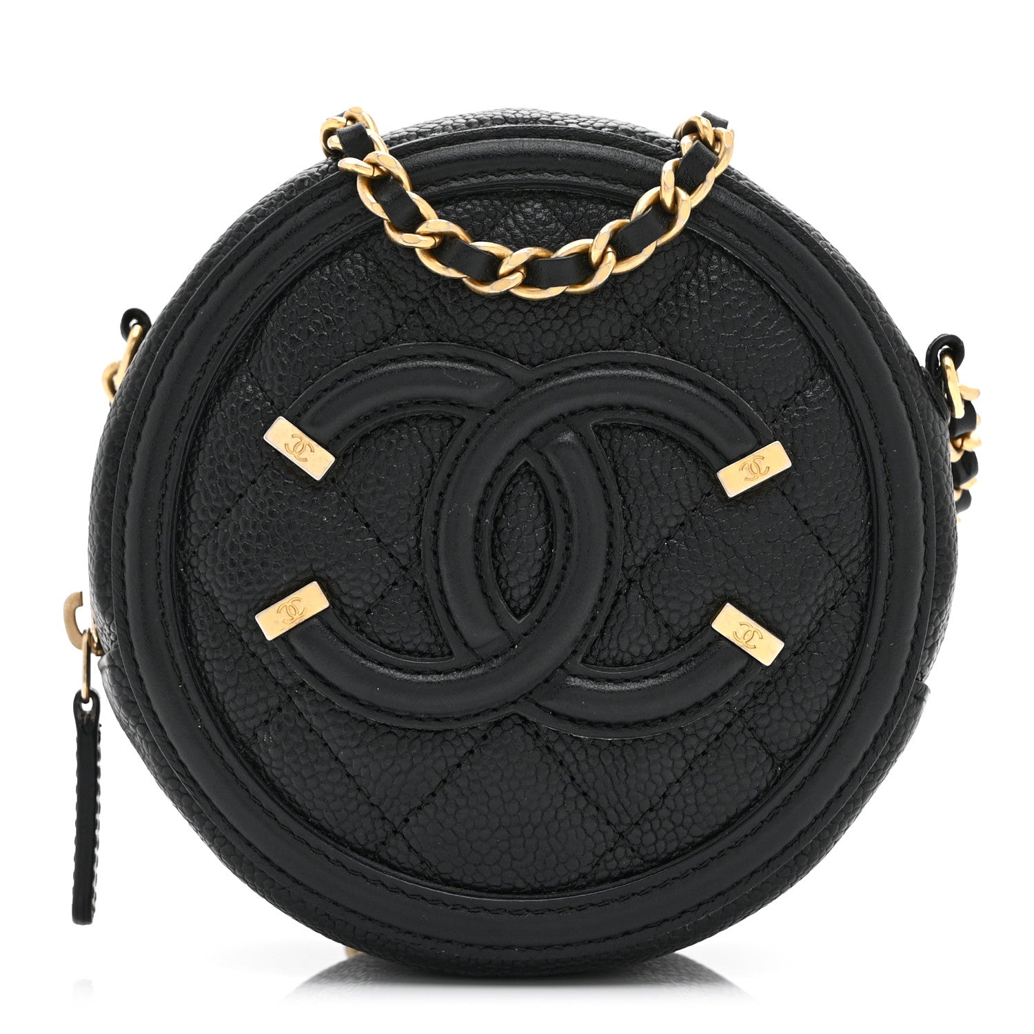 Chanel Caviar Quilted Round Filigree Crossbody Black 1 of 11