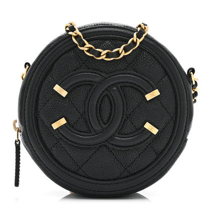 Chanel Caviar Quilted Round Filigree Crossbody Black 1 of 11