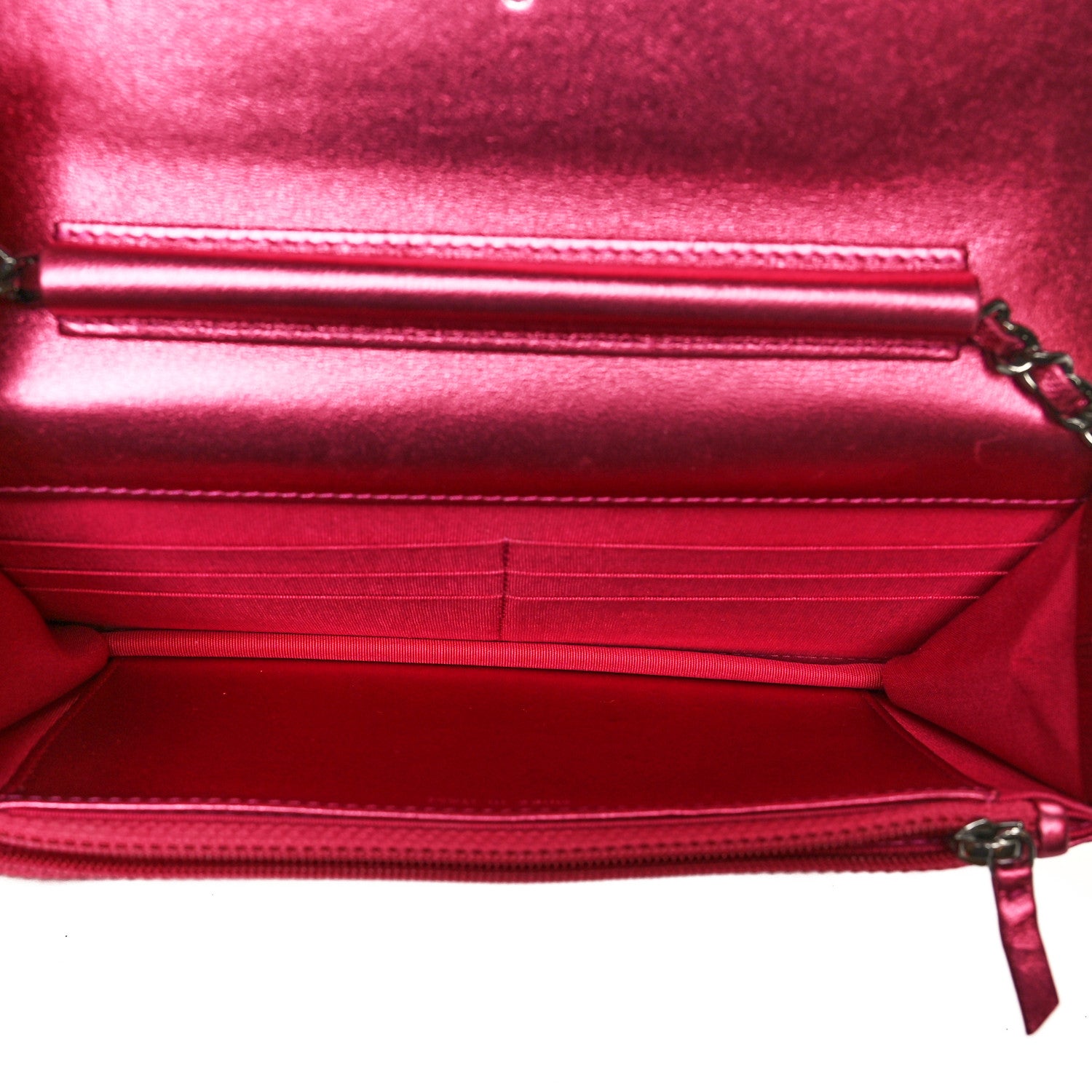 Chanel Metallic Patent Calfskin Quilted Boy Wallet On Chain WOC Fuchsia 5 of 10