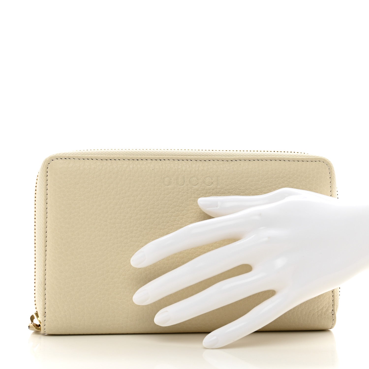 Gucci Grained Calfskin Zip Around Travel Wallet Mystic White 2 of 8