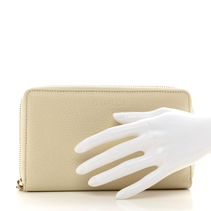 Gucci Grained Calfskin Zip Around Travel Wallet Mystic White 2 of 8