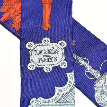 Hermes Silk Merveilleuses Lanternes Twilly Indigo Orange Bleu Glacier 3 of 5