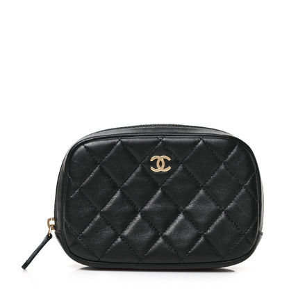 Chanel Lambskin Quilted Small Curvy Pouch Cosmetic Case Black 1 of 7