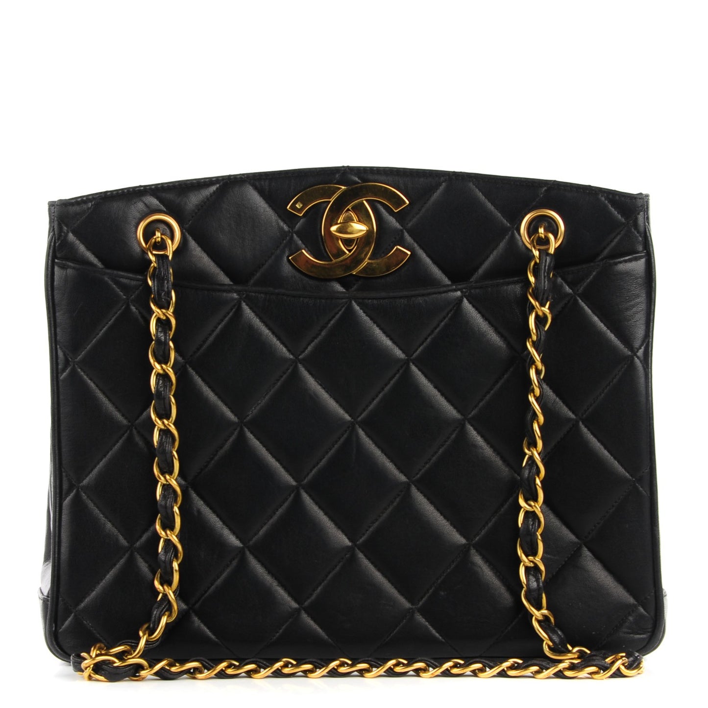 Lambskin Quilted Shoulder Bag Black