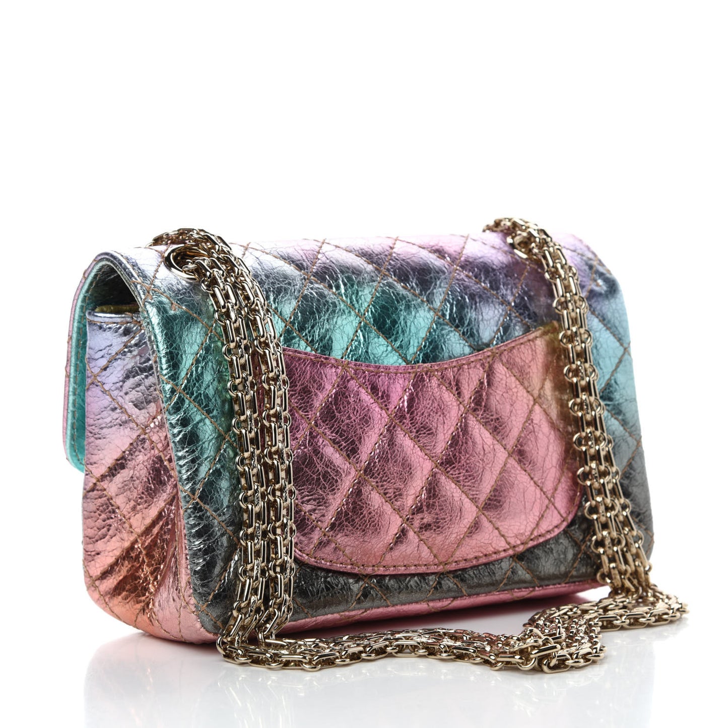 Metallic Goatskin Quilted Mini 2.55 Reissue Flap Multicolor