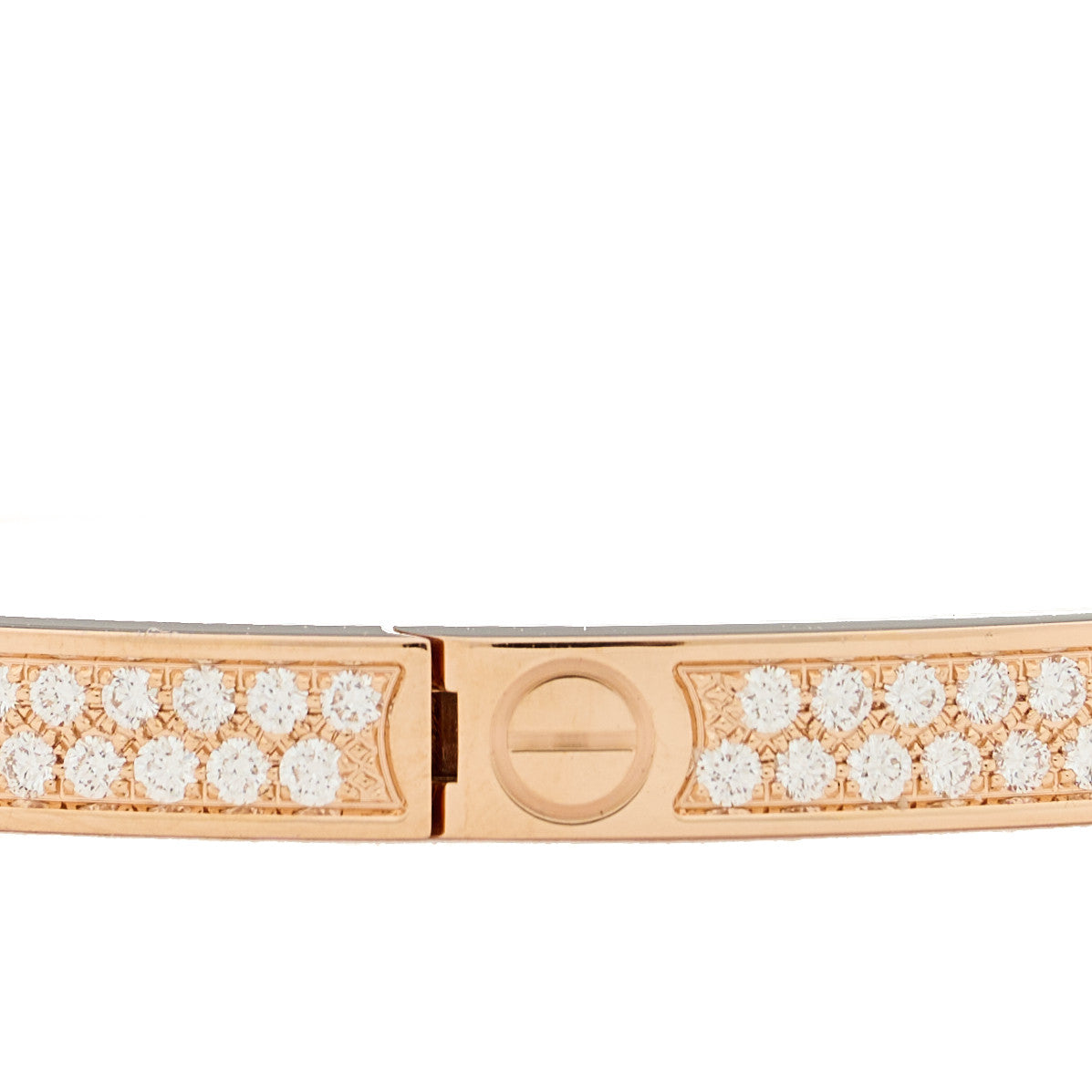 18K Pink Gold Diamond Small LOVE Paved Bracelet 17