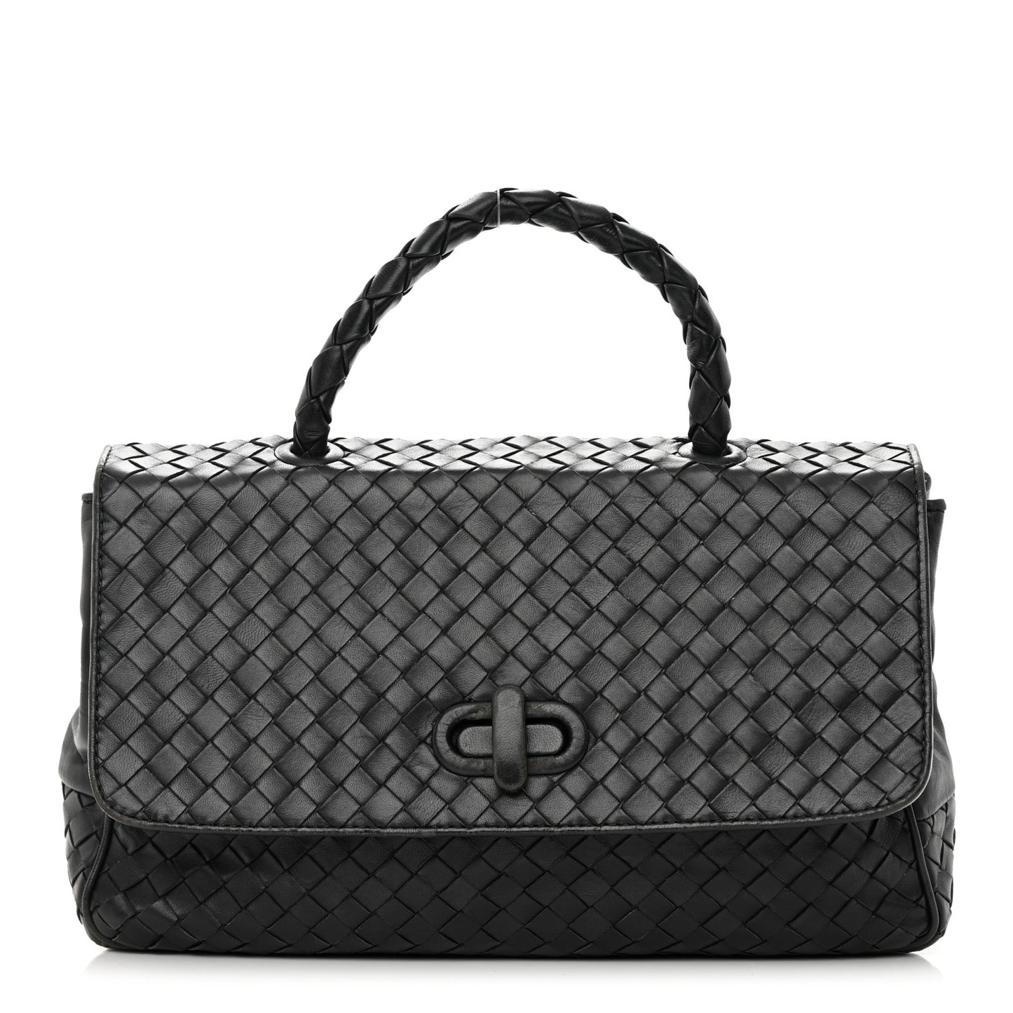 Nappa Intrecciato Top Handle Bag Black