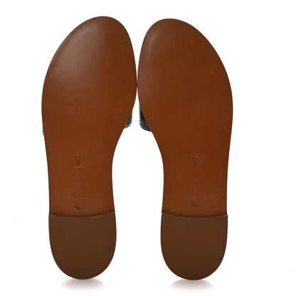 Louis Vuitton Calfskin Perforated Monogram Silhouette Flat Sandals 39 Gold 6 of 9