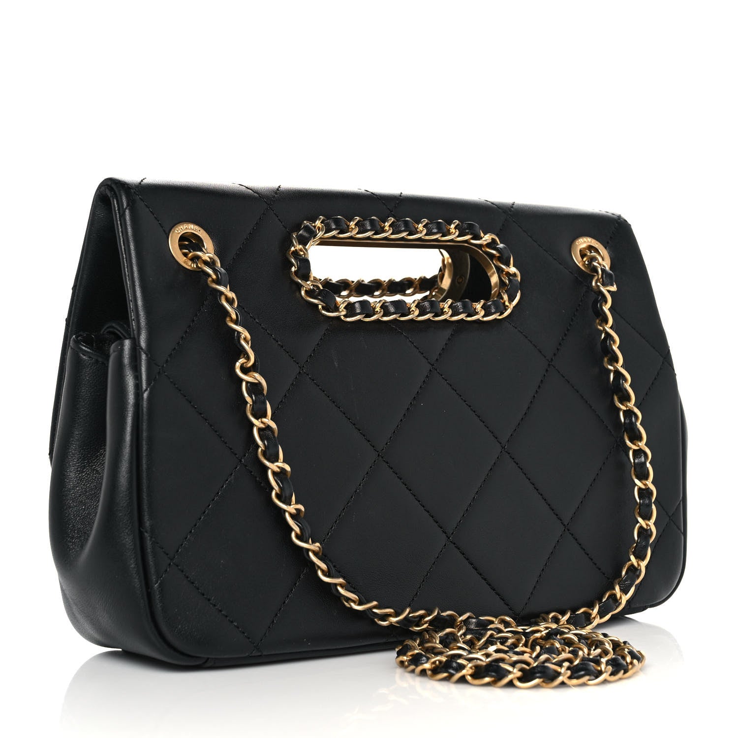 Chanel Lambskin Small A Real Catch Flap Bag Black 3 of 10