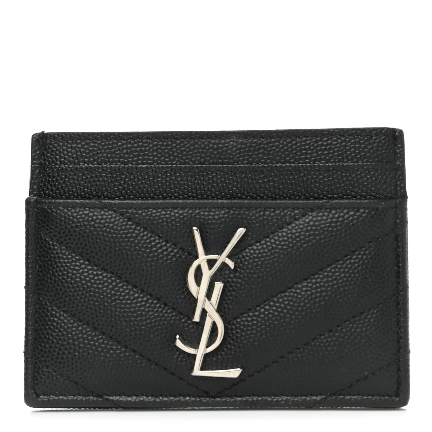 Grain De Poudre Matelasse Chevron Monogram Credit Card Case Black