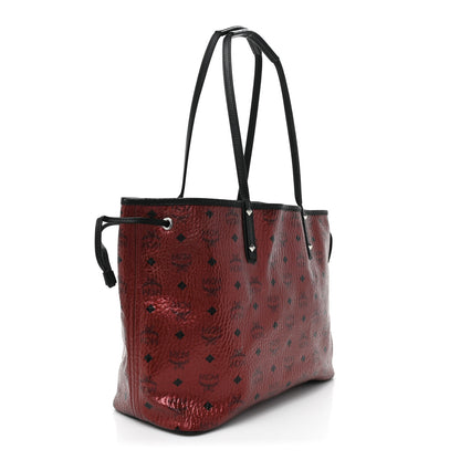 MCM Metallic Visetos Medium Anya Shopper Tote Scooter Red 3 of 15