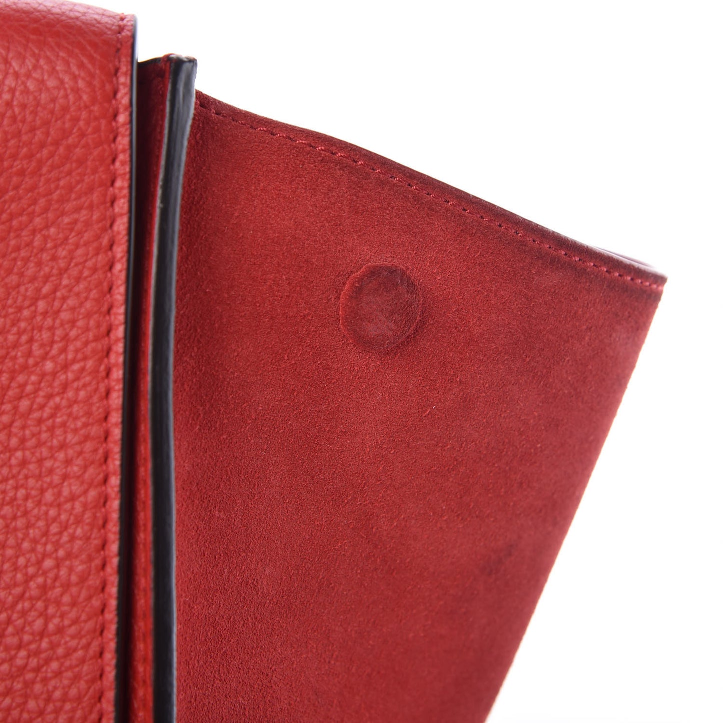 Drummed Calfskin Suede Medium Trapeze Coquelicot