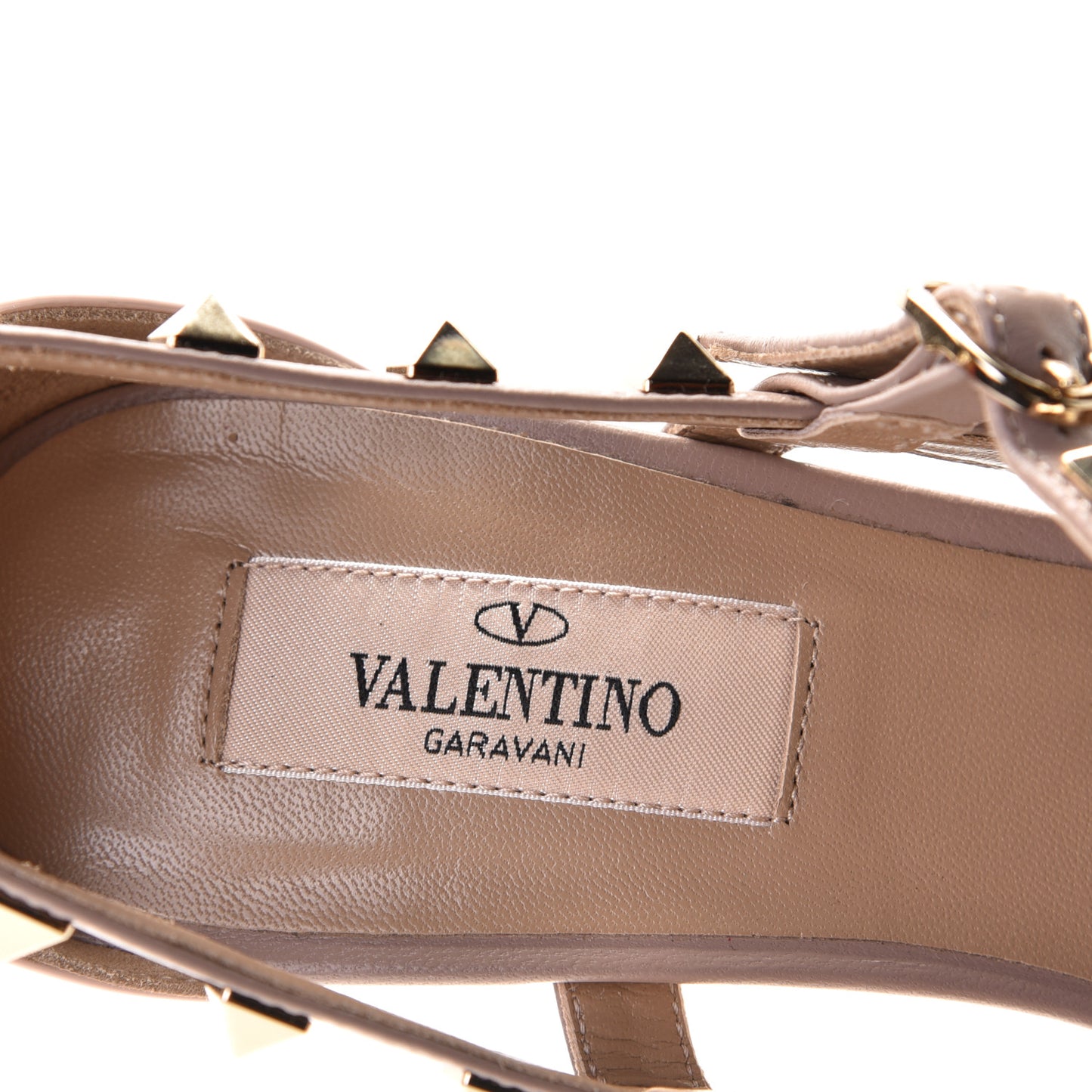 Patent Nappa Rockstud Cross Strap 65mm Pumps 38.5 Rose Quartz Poudre