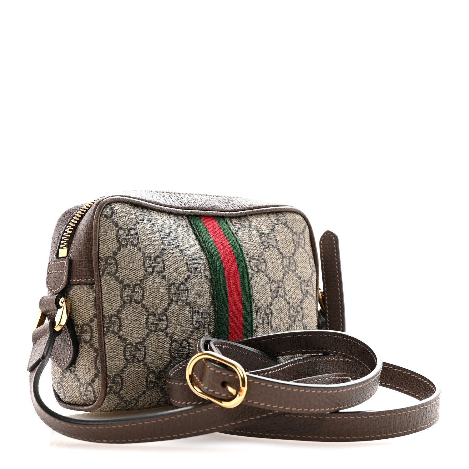Gucci GG Supreme Monogram Web Mini Ophidia Shoulder Bag Brown 3 of 15
