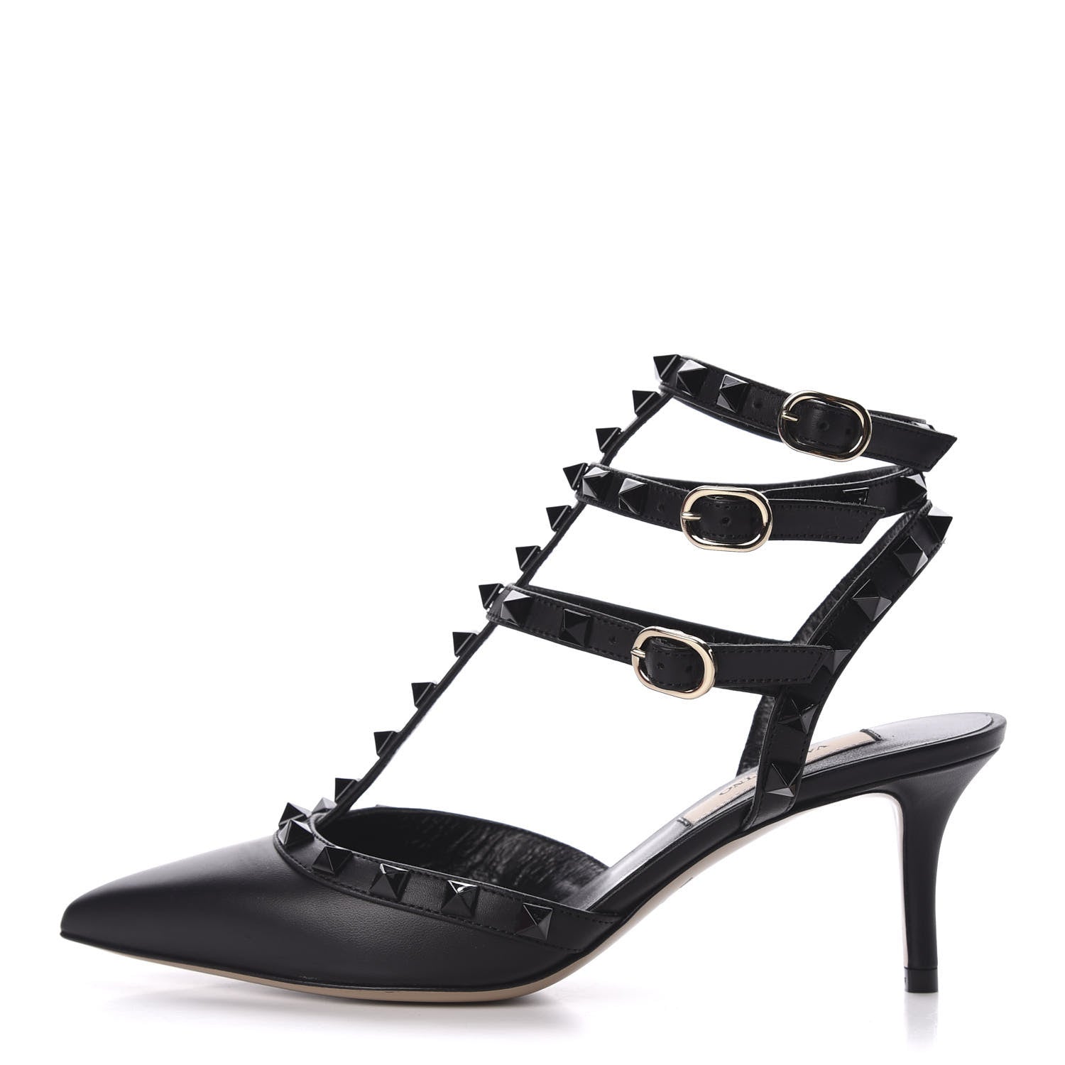 Valentino Garavani Nappa Monochrome Rockstud Ankle Strap 65mm Pumps 35 Black 1 of 9