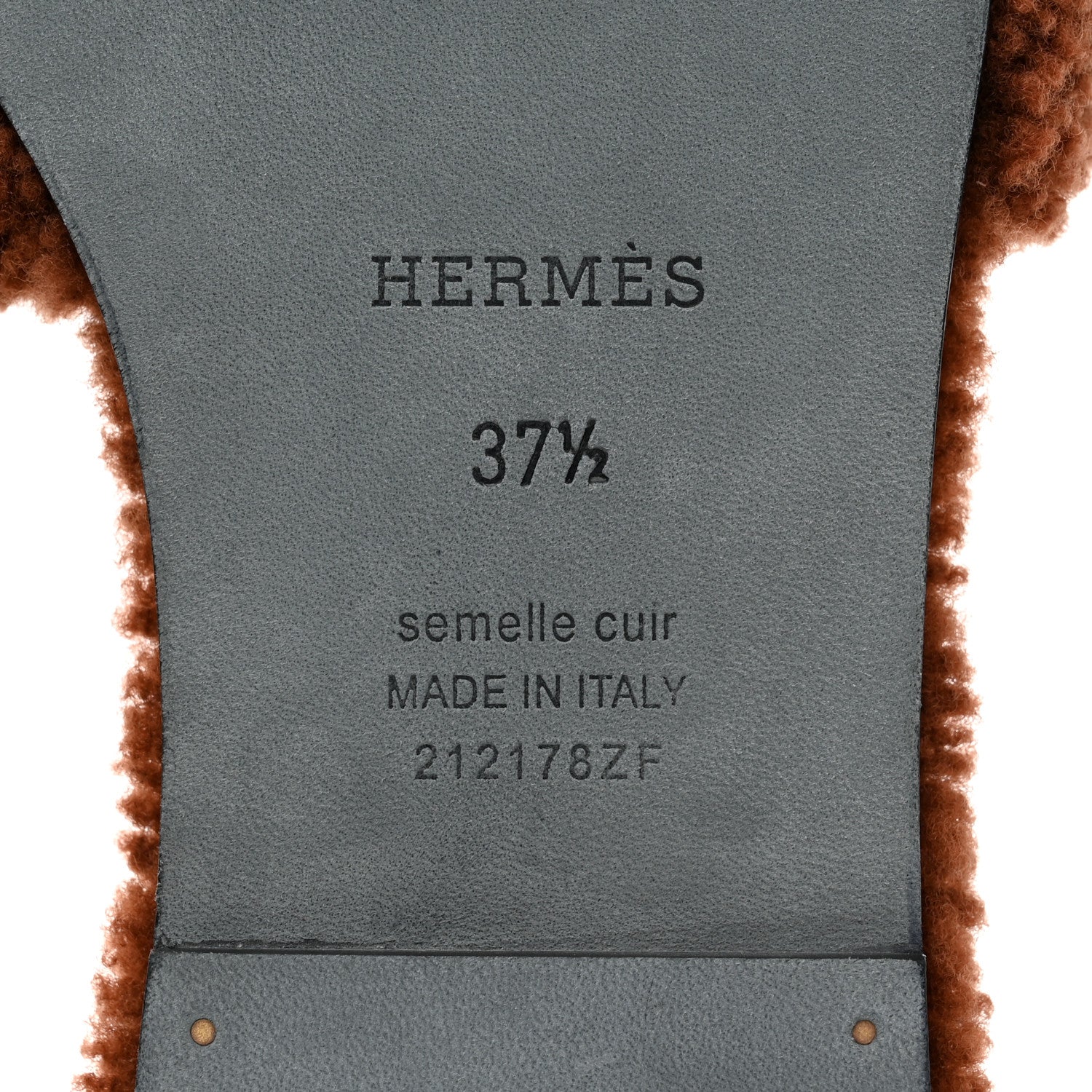 Hermes Woolskin Oran Sandals 37.5 Cognac 7 of 8
