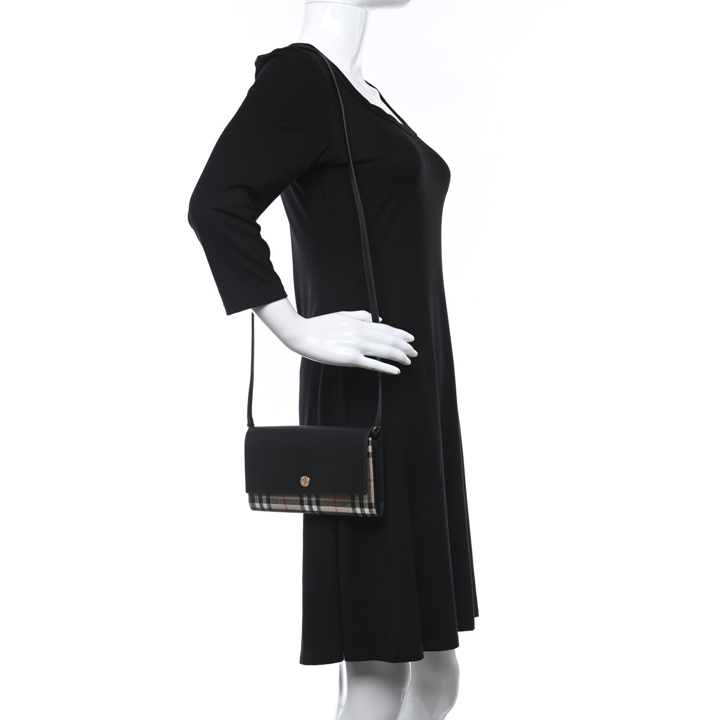 Calfskin Vintage Check With Detachable Strap Archive Beige Black