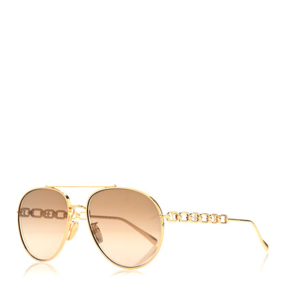 Louis Vuitton Metal My LV Chain Pilot Sunglasses Z1539E Gold 1 of 9