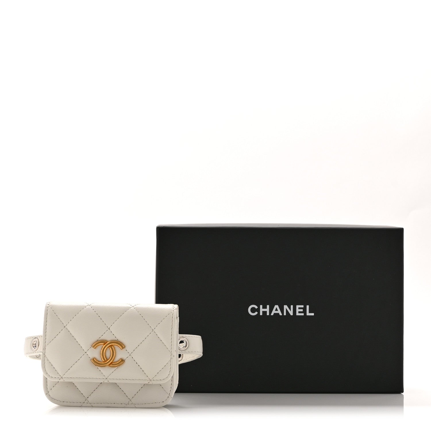 Chanel Goatskin Quilted Punk Essentials Chain Mini Flap Belt Bag White 12 of 12