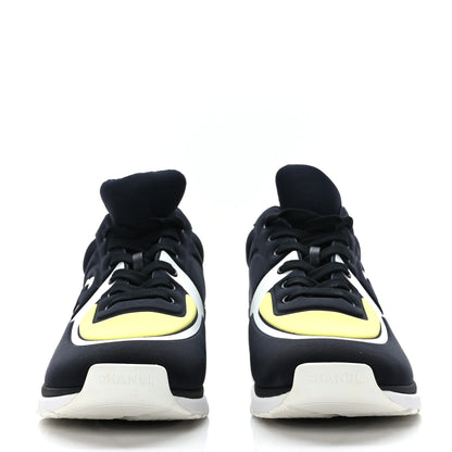 Chanel Mesh Lycra Thermoplastic Mens Sneakers 43 Black White Yellow 2 of 7