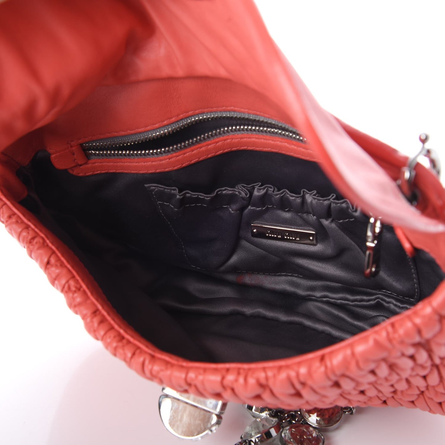 Nappa Matelasse Crystal Flap Clutch Corallo