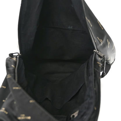 Balenciaga Twill Nylon Allover Logo Print Explorer Backpack Black Gold 5 of 11