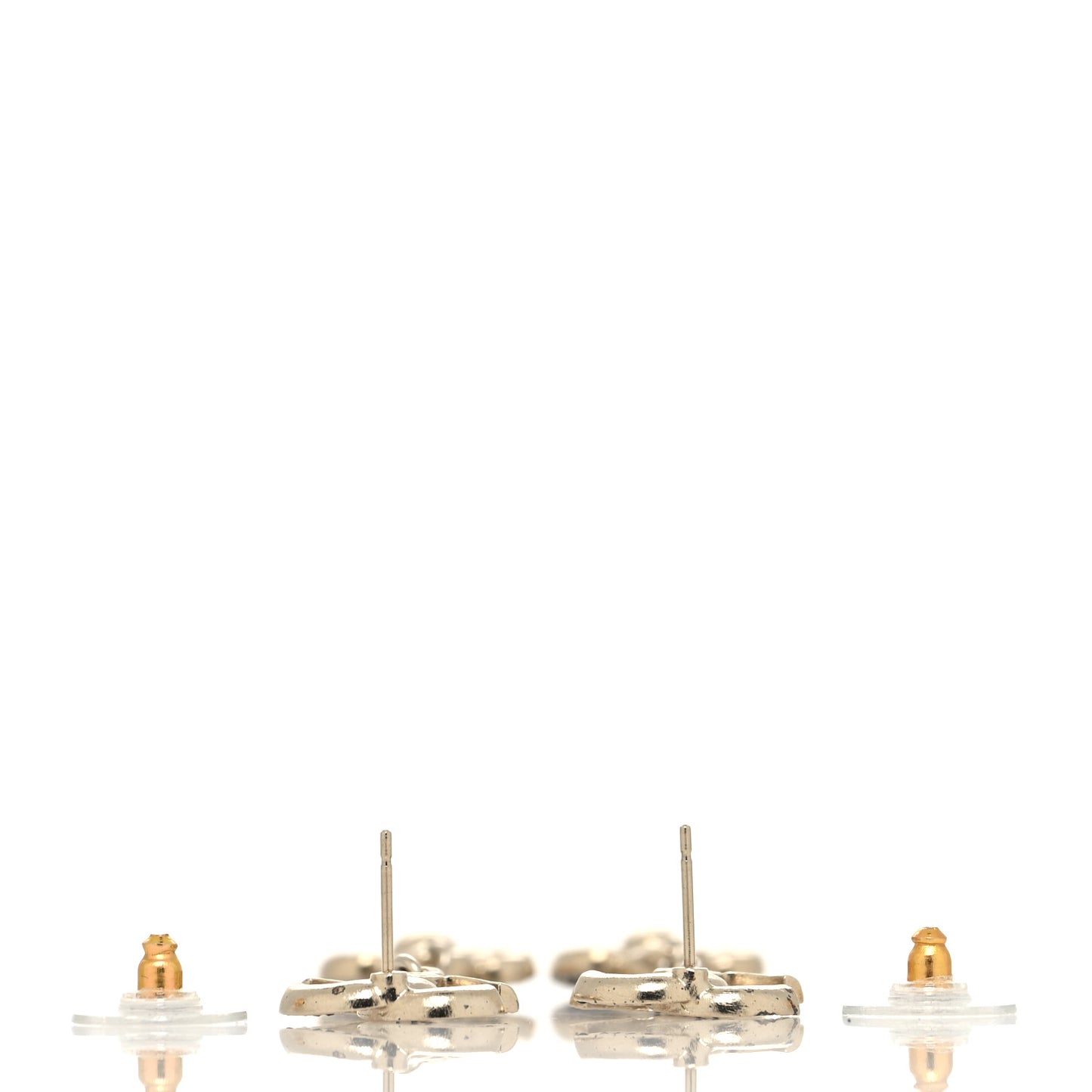 Crystal CC Camellia Drop Earrings Black Gold