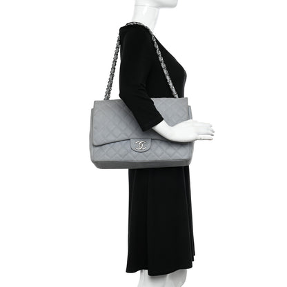 Chanel Iridescent Caviar Quilted Maxi Double Flap Grey 2 of 11
