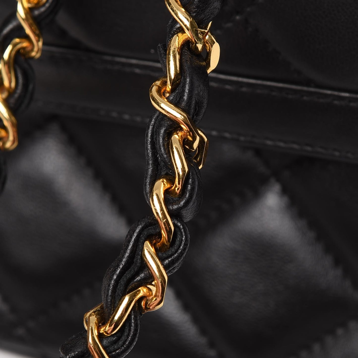 Lambskin Quilted Medium Double Flap Black