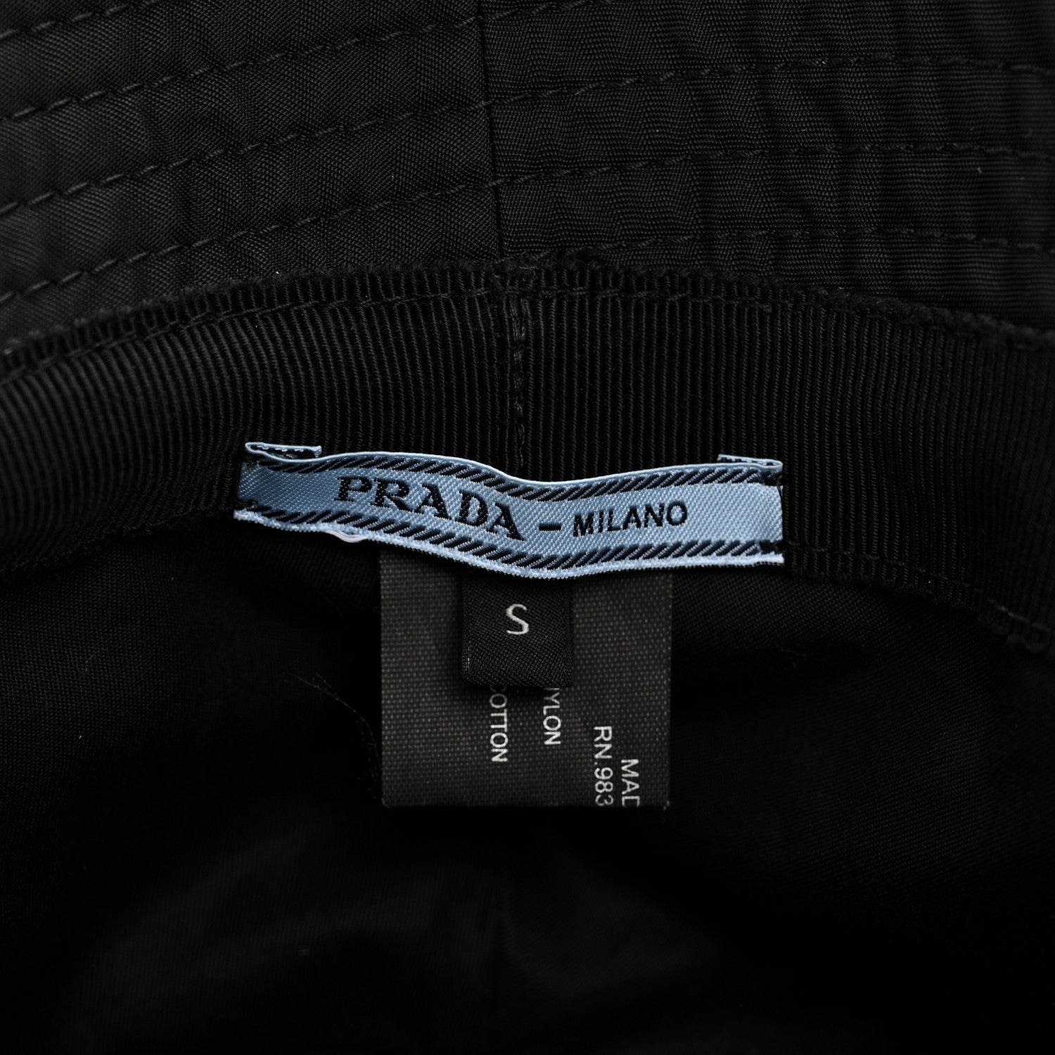 Prada Re-Nylon Metal Triangle Logo Womens Bucket Hat S Black 8 of 11