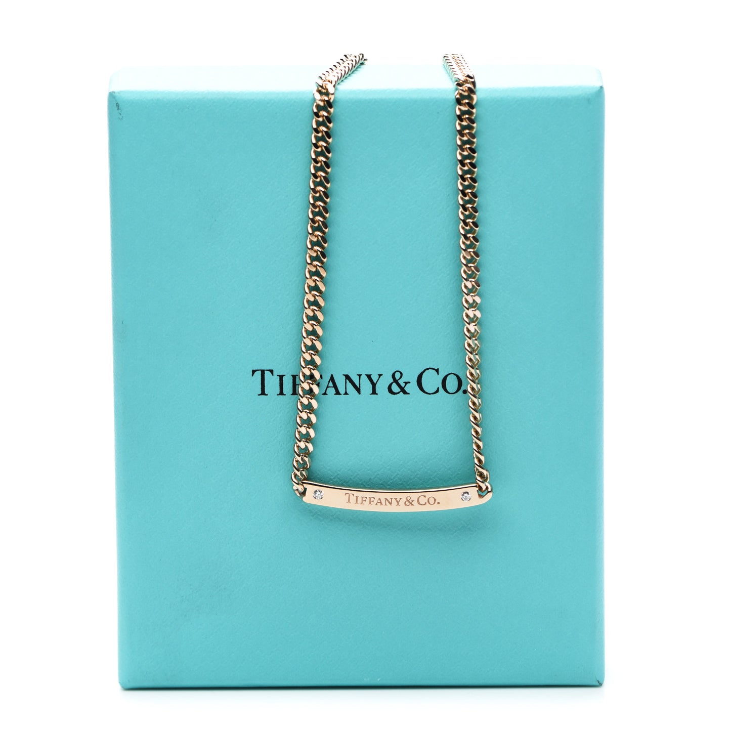 18K Rose Gold Diamond Micro Link ID Chain Necklace