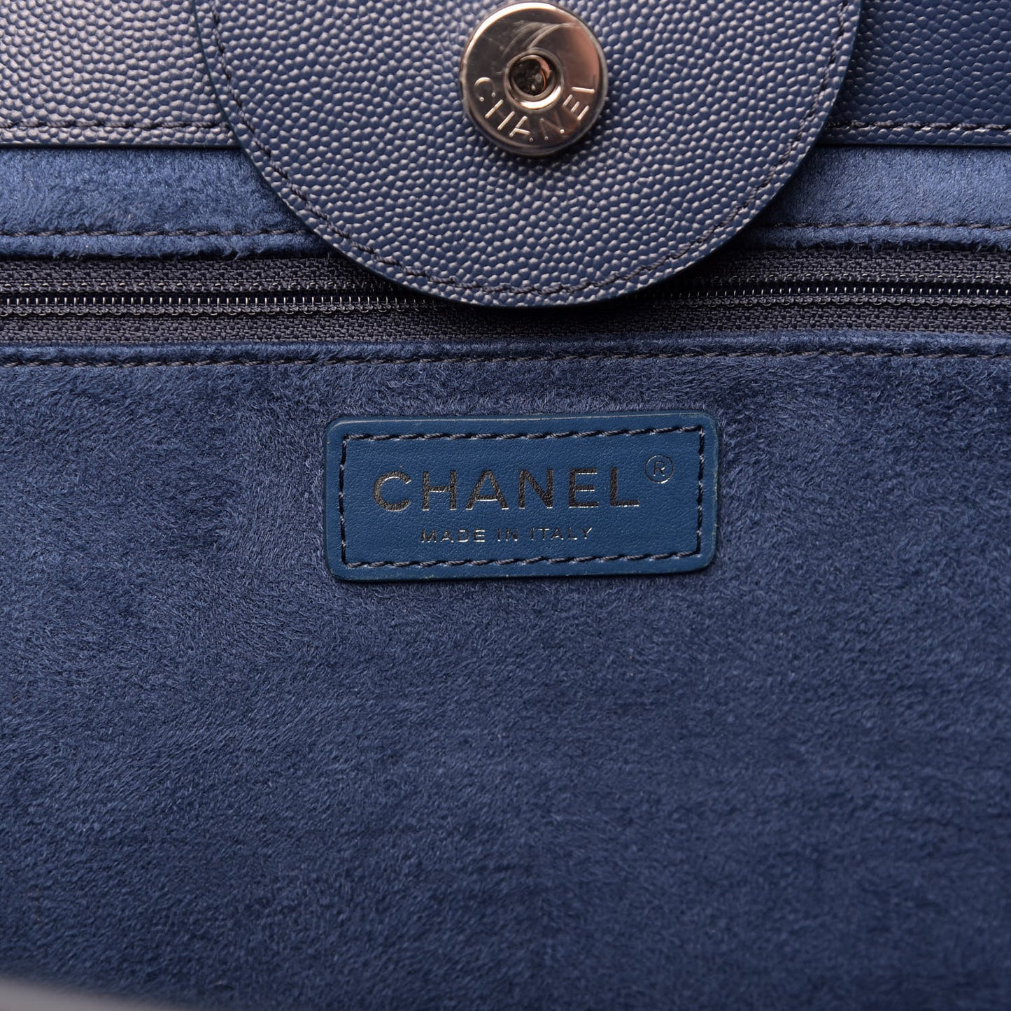 Caviar Large Studded Deauville Tote Navy
