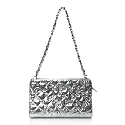 Chanel Metallic Patent Calfskin Lucky Symbols Pochette Silver 1 of 9