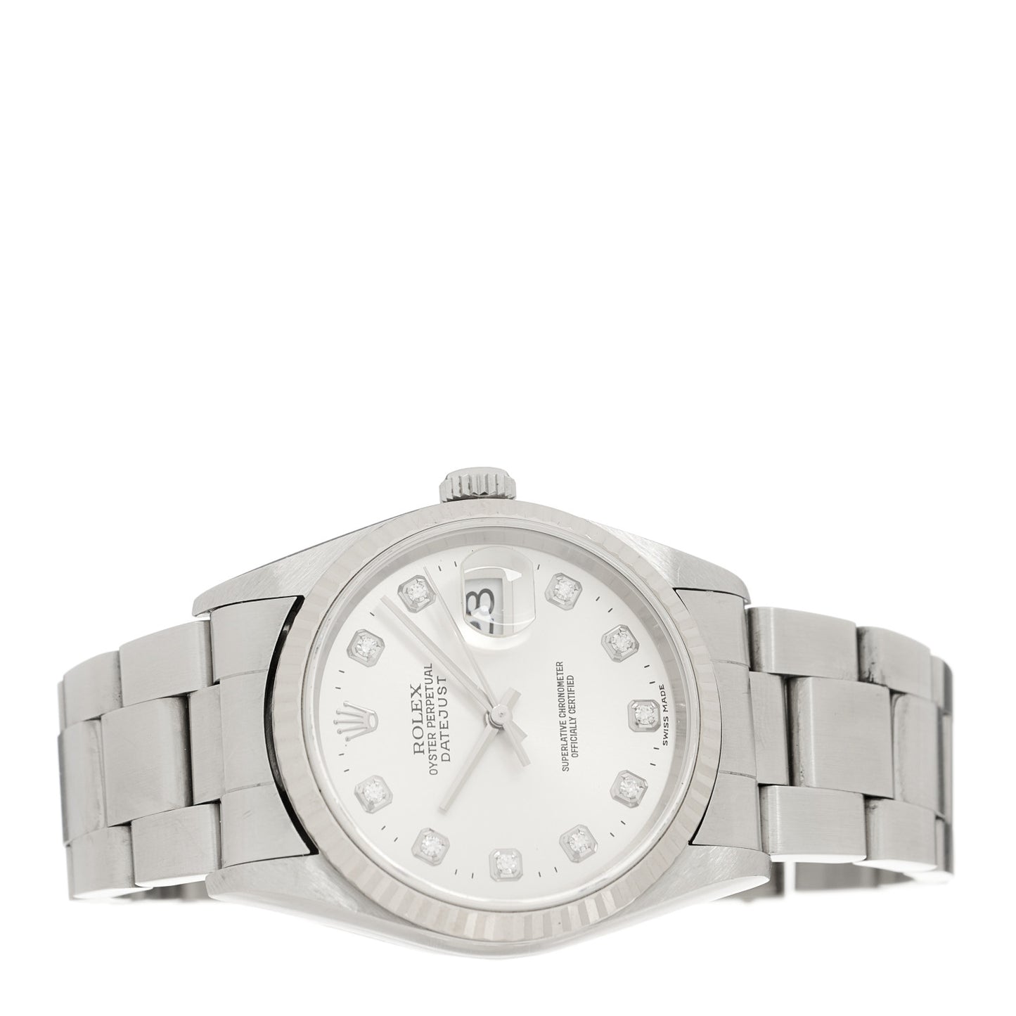 Stainless Steel 18K White Gold Diamond 36mm Oyster Perpetual Datejust Watch Silver 16234