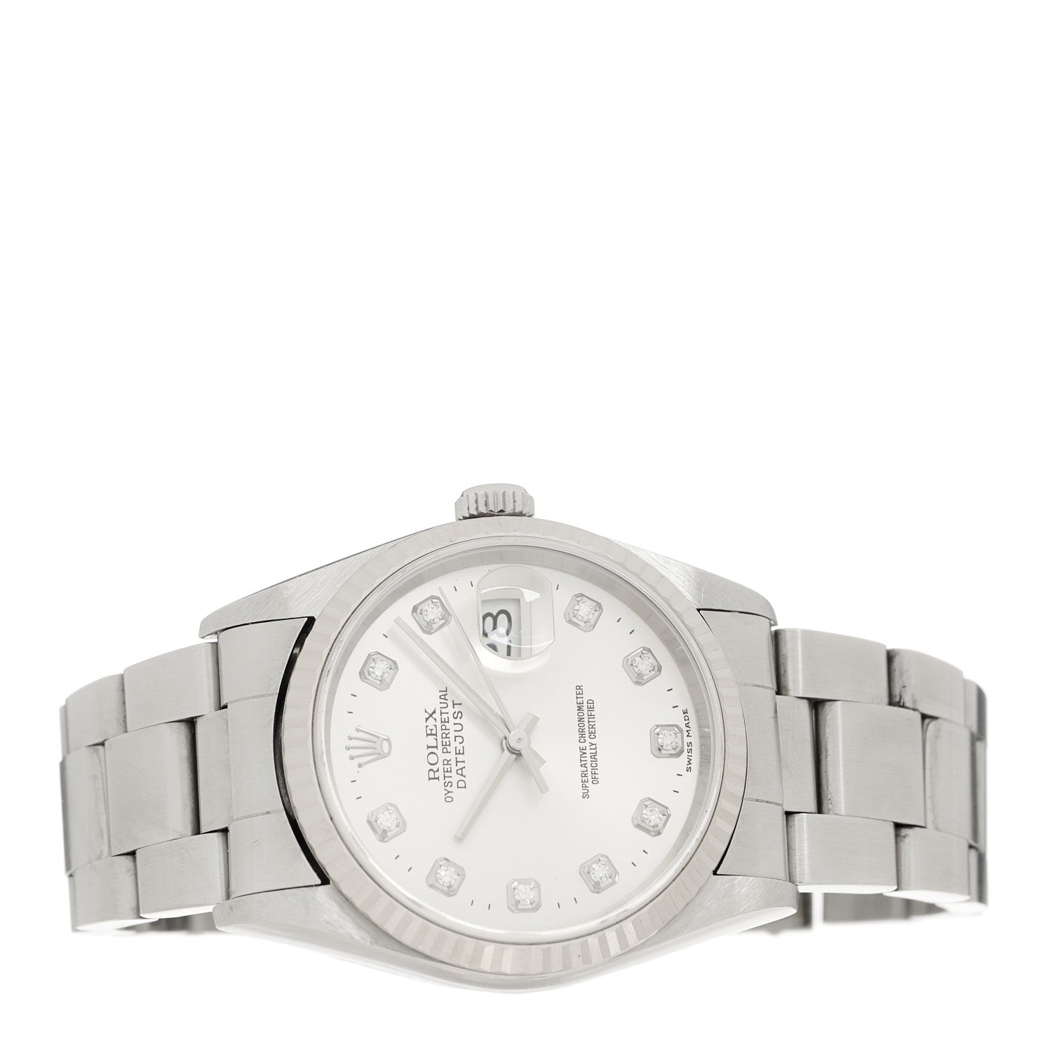 Rolex Stainless Steel 18K White Gold Diamond 36mm Oyster Perpetual Datejust Watch Silver 16234 2 of 5
