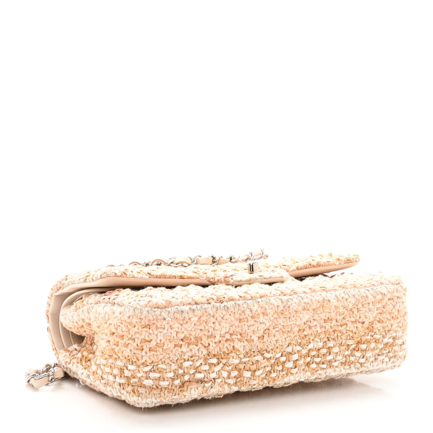 Chanel Tweed Quilted Medium Double Flap Beige Ecru Pink 4 of 10