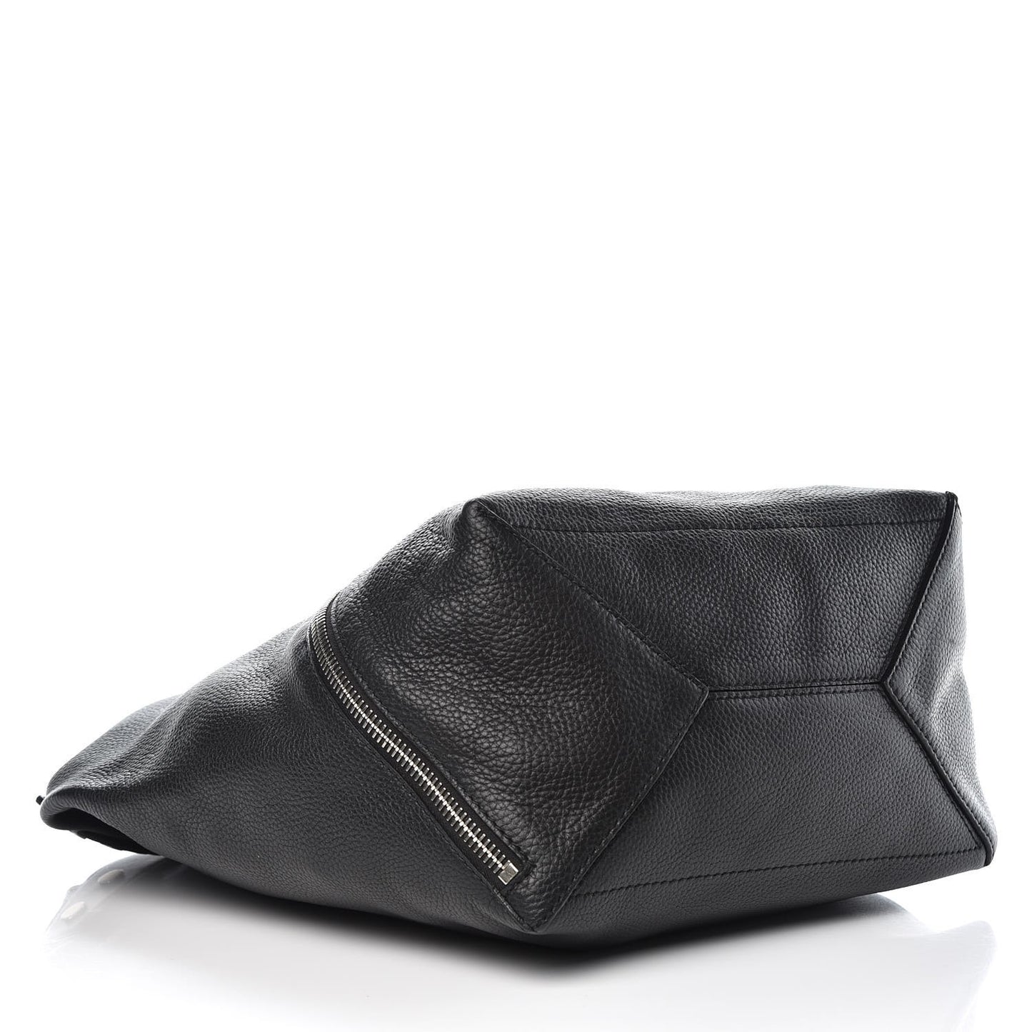 Pebbled Calfskin Medium Zip Hobo Black